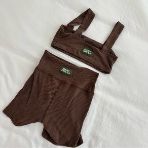 Daily Drills Brown Ribbed Set